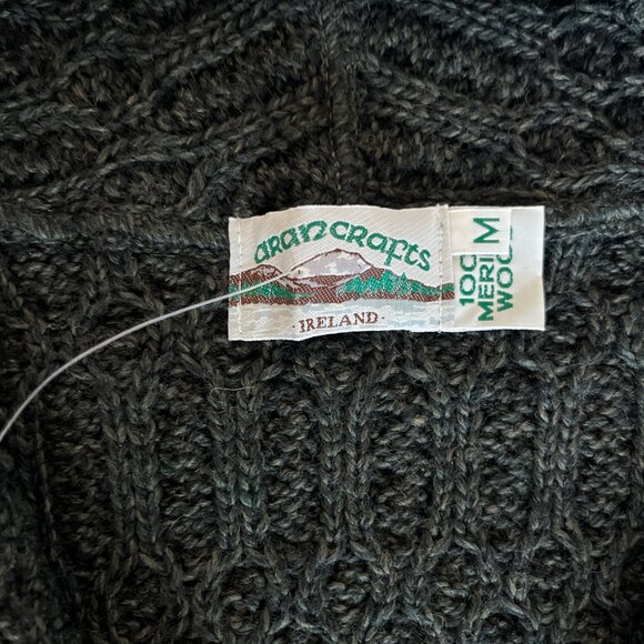 Aran Crafts 100% Merino Wool Hooded Zip Cardigan Sweater Forest Green Size M - Picture 5 of 6
